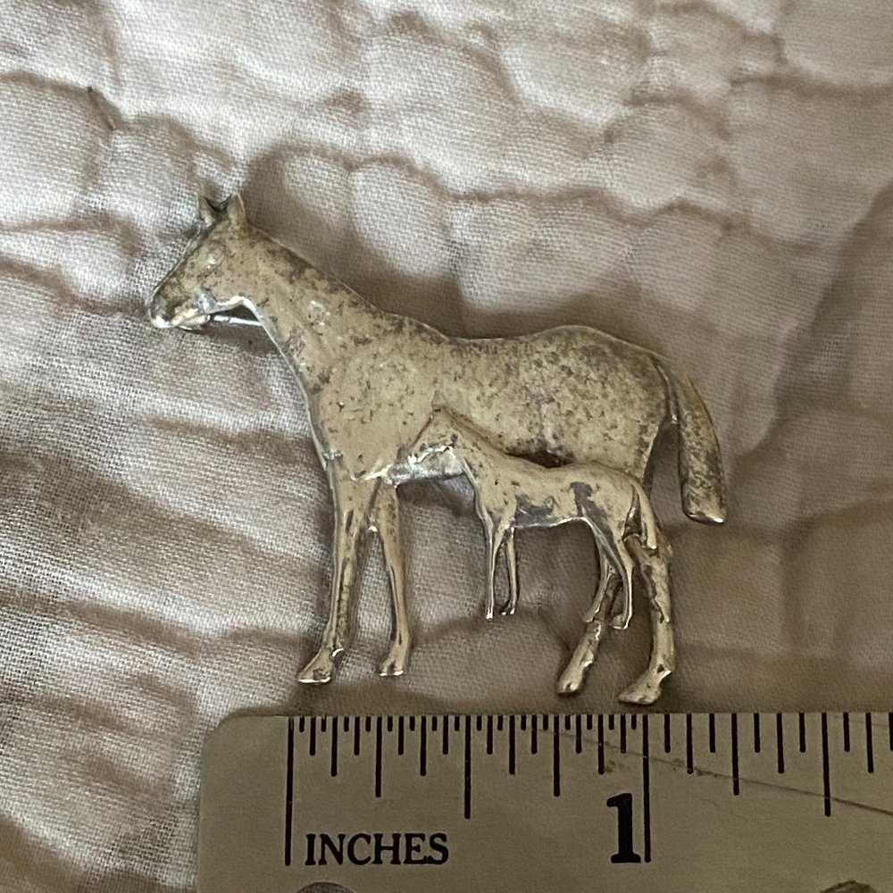 Sterling Silver Horse and Foal Pin - Picture 7 of 11